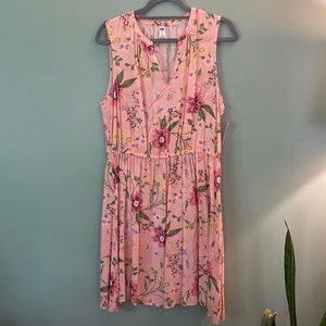 Pink floral sleeveless dress